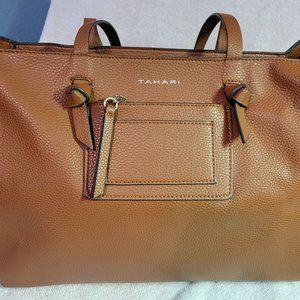 Tahari brown leather tote bag